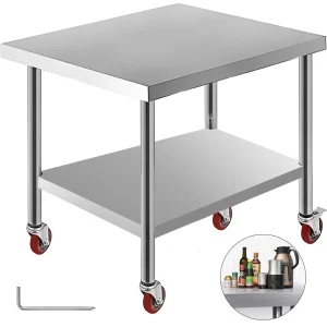 Commercial Stainless Steel Work Bench with Caster Wheels